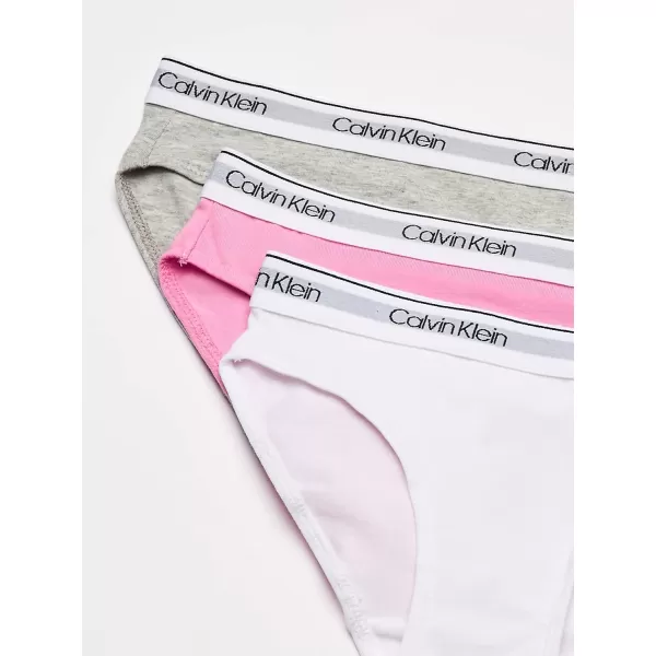 Calvin Klein Girls Modern Cotton 2 Pack Bikini3 Pack  Sachet Pink Classic White Heather Grey