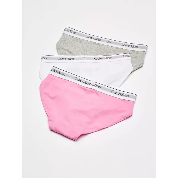 Calvin Klein Girls Modern Cotton 2 Pack Bikini3 Pack  Sachet Pink Classic White Heather Grey