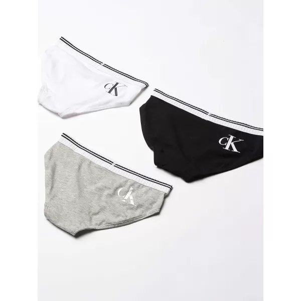 Calvin Klein Girls Modern Cotton 2 Pack Bikini3 Pack WhiteBlackHeathergrey