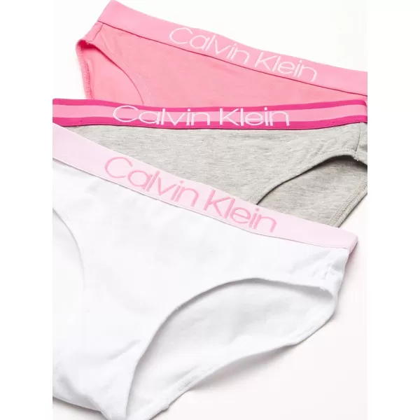 Calvin Klein Girls Modern Cotton 2 Pack Bikini3 Pack WhitePink LemonadeHeather Grey