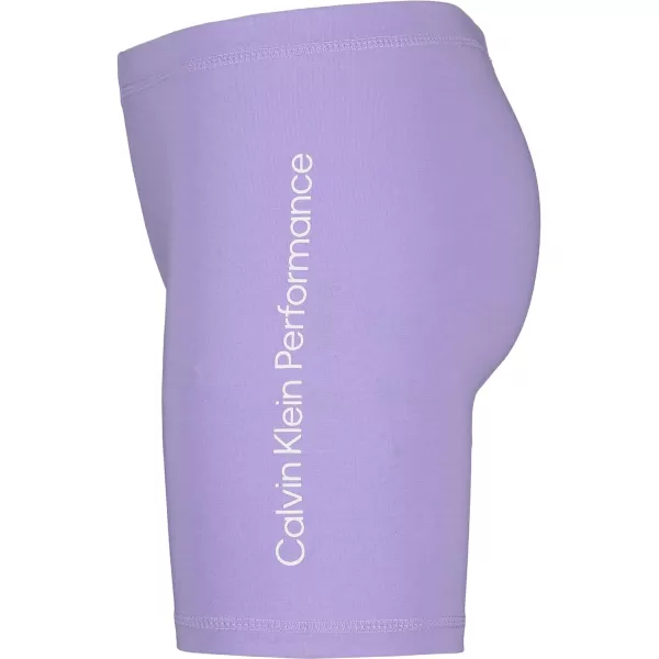 Calvin Klein Girls Performance Bike Shorts Soft amp Stretchy with Flat Waistband amp Snug FitViolet Linear