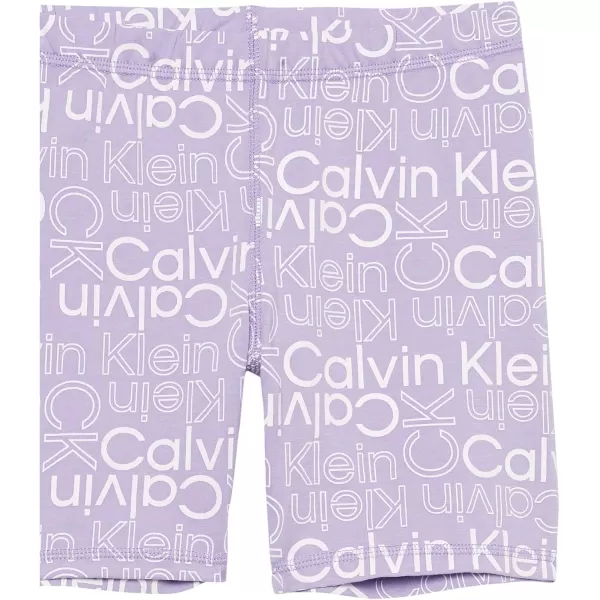 Calvin Klein Girls Performance Bike Shorts Soft amp Stretchy with Flat Waistband amp Snug FitViolet Tulip Logo