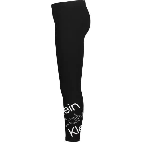 Calvin Klein Girls Performance Leggings Full Length Athletic Stretch Pants with Logo DesignBlack Tilt