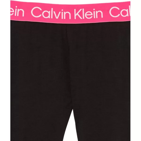 Calvin Klein Girls Performance Leggings Full Length Athletic Stretch Pants with Logo DesignPink Pop