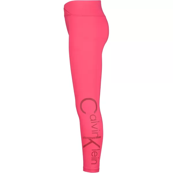 Calvin Klein Girls Performance Leggings Full Length Athletic Stretch Pants with Logo DesignRasberry Hallmark
