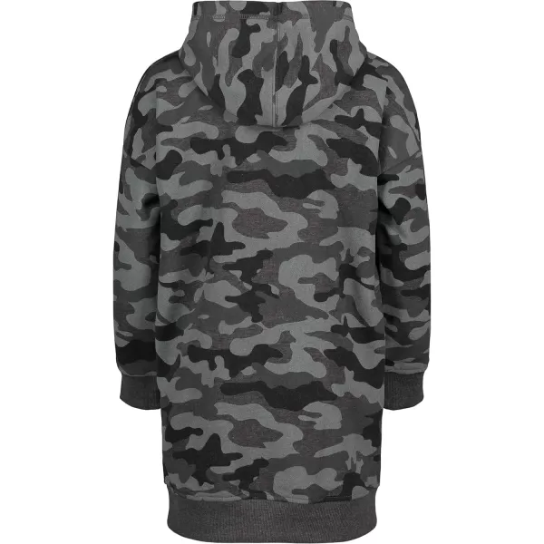 Calvin Klein Girls Performance Logo Sweatshirt Dress Fleece Hoodie with Long Or Short SleevesCharcoal Camo