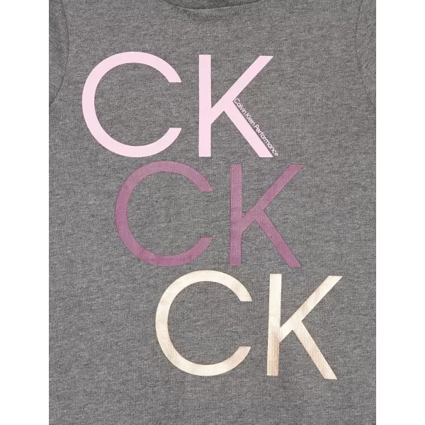 Calvin Klein Girls Performance Logo Sweatshirt Dress Fleece Hoodie with Long Or Short SleevesGrey Logo Toss