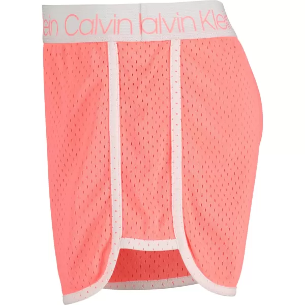 Calvin Klein Girls Performance Running Shorts QuickDrying Mesh Elastic Waistband amp Pullon StyleJolt Pink