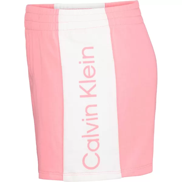 Calvin Klein Girls Performance Running Shorts QuickDrying Mesh Elastic Waistband amp Pullon StylePink Colorblock