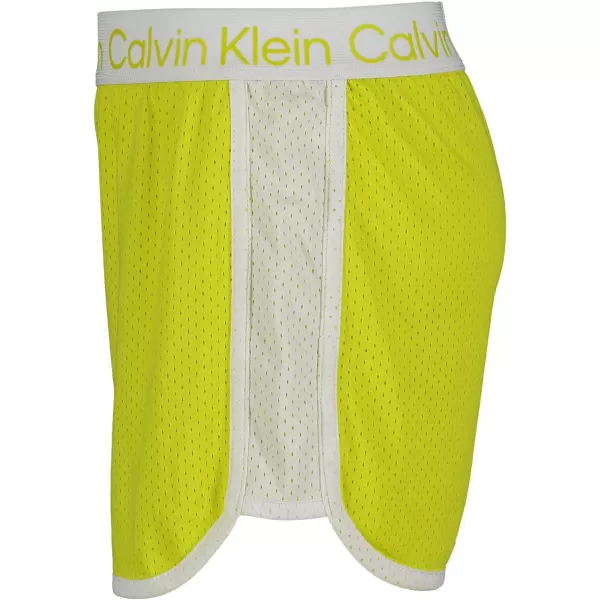 Calvin Klein Girls Performance Running Shorts QuickDrying Mesh Elastic Waistband amp Pullon StyleSulphur Spring