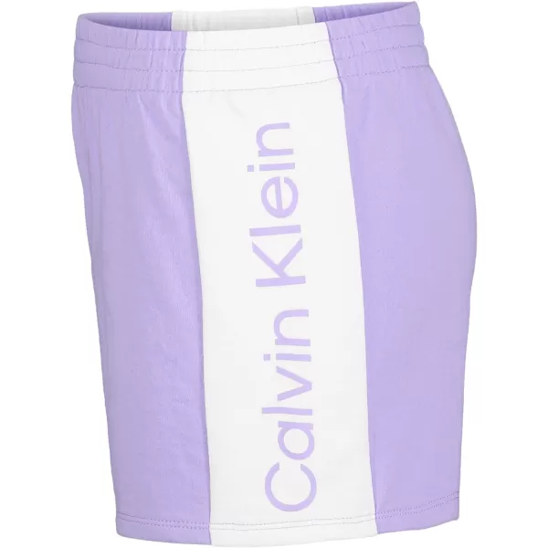 Calvin Klein Girls Performance Running Shorts QuickDrying Mesh Elastic Waistband amp Pullon StyleViolet Colorblock