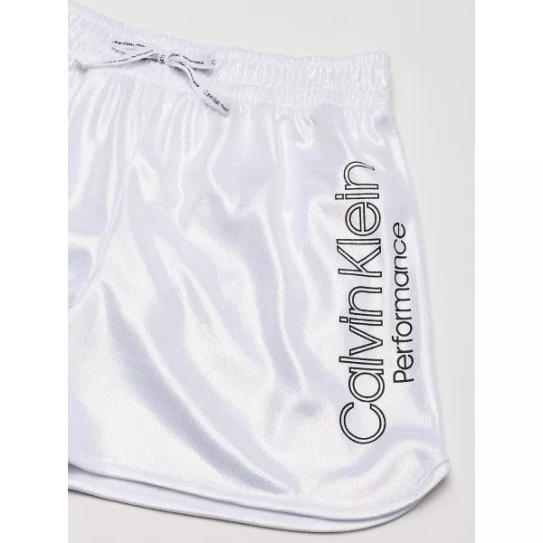 Calvin Klein Girls Performance Running Shorts QuickDrying Mesh Elastic Waistband amp Pullon StyleWhite Foil