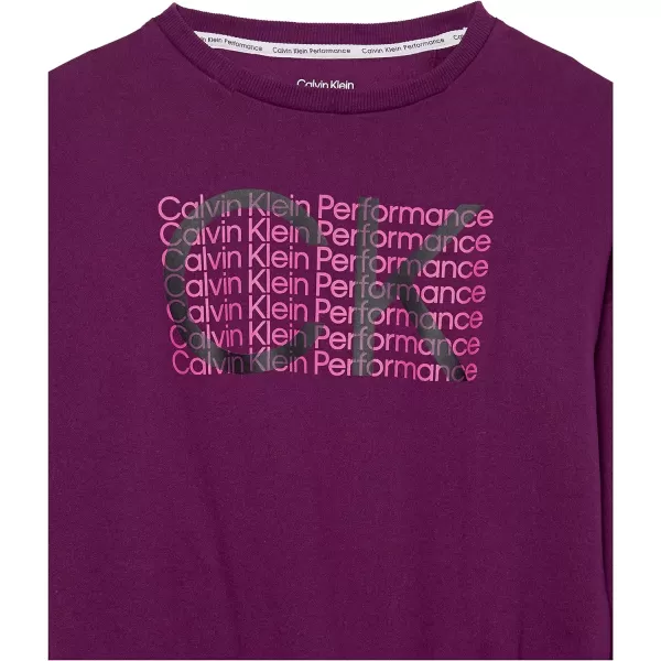 Calvin Klein Girls Performance Sweatshirt Crew Neck Pullover with Logo Design Tagless InteriorPurple Intersect