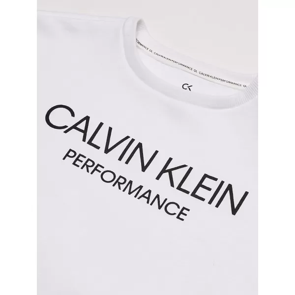 Calvin Klein Girls Performance Sweatshirt Crew Neck Pullover with Logo Design Tagless InteriorWhite Logo