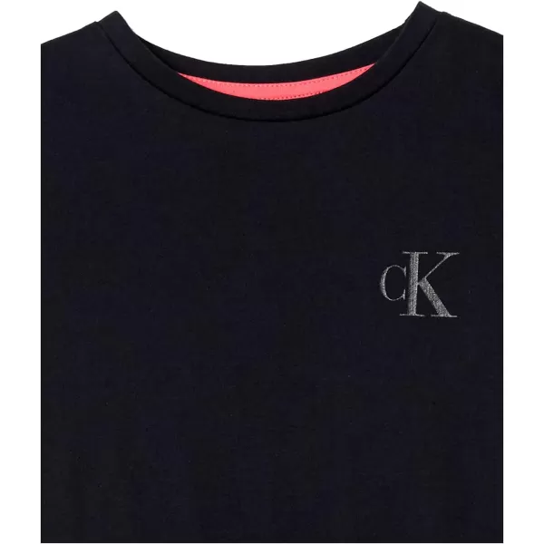 Calvin Klein Girls Short Sleeve Jersey Dress With Elastic Cinched WaistAnthracite Logo