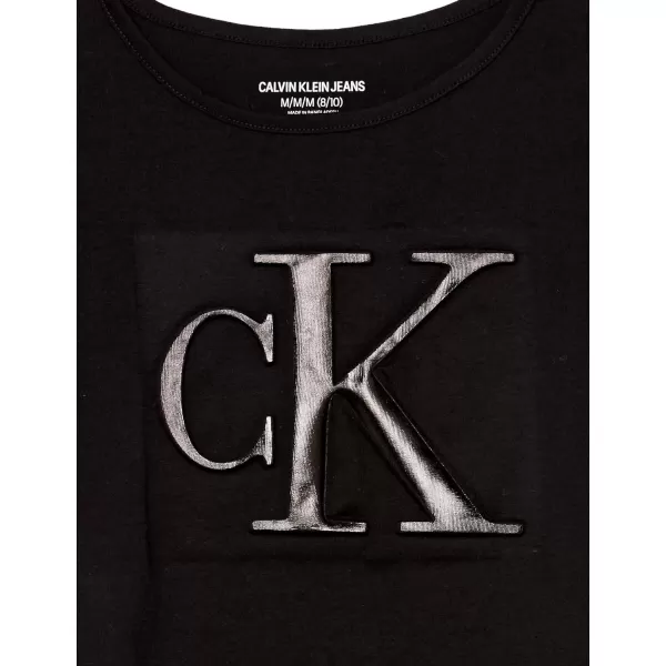 Calvin Klein Girls Short Sleeve Logo TShirt Comfortable Fit Cotton Tee with Tagless InteriorBlack Embossed