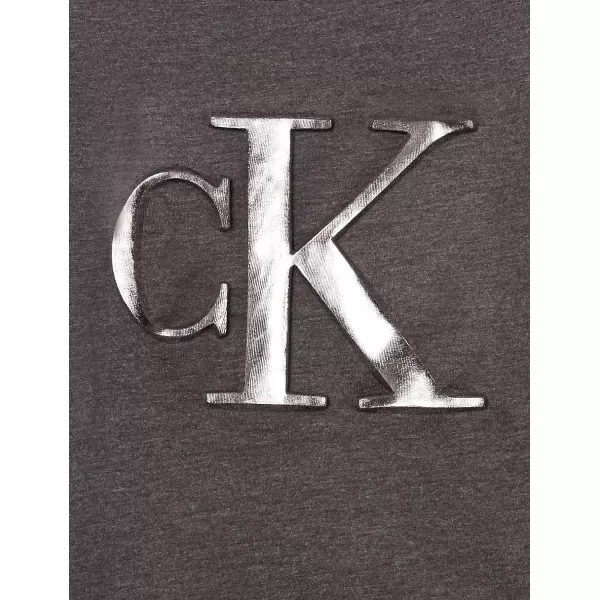 Calvin Klein Girls Short Sleeve Logo TShirt Comfortable Fit Cotton Tee with Tagless InteriorCharcoal Embossed