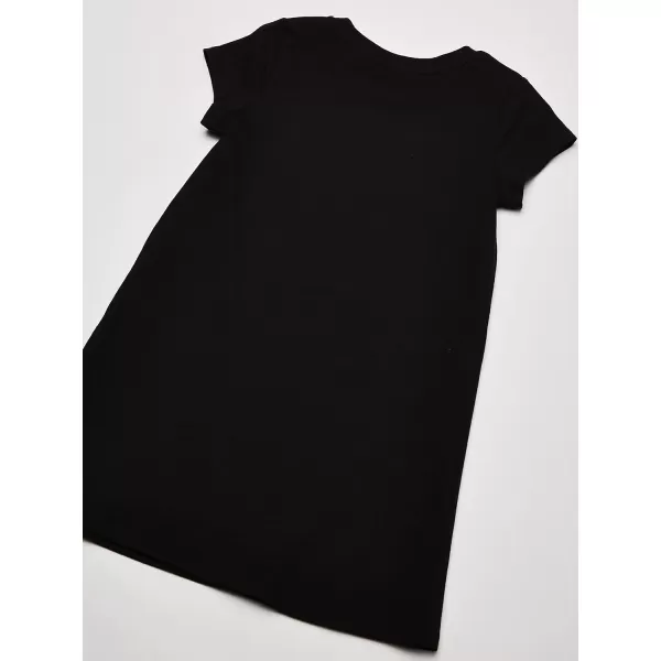 Calvin Klein Girls Short Sleeve TShirt Dress Pullover Style with CrewNeck Neckline Logo DetailingAnthracite Logo