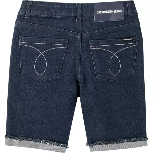 Calvin Klein Girls Skinny Fit Stretch Denim Bermuda ShortsDark RiseCut Off