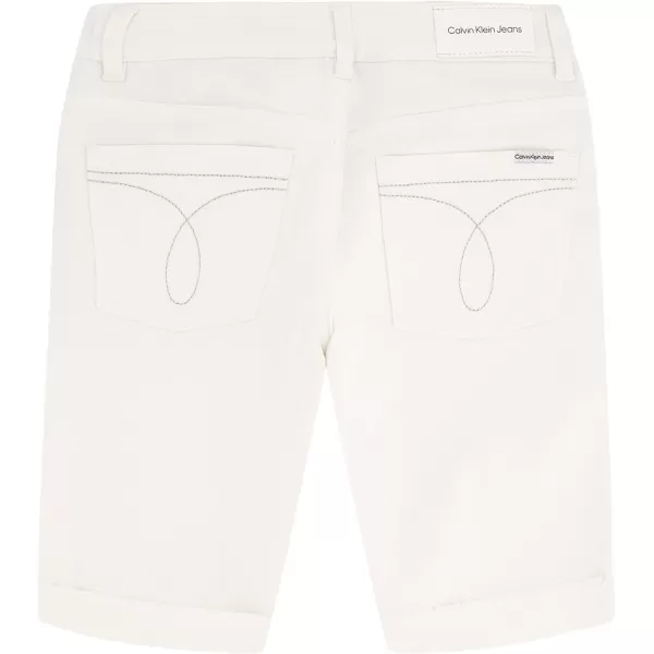 Calvin Klein Girls Skinny Fit Stretch Denim Bermuda ShortsWhiteoutCut Off