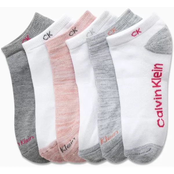 Calvin Klein Girls Socks  Cushion No Show Ankle Socks 6 PackWhite Multi