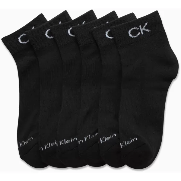 Calvin Klein Girls Socks  Cushion Quarter Cut Ankle Socks 6 PackBlack