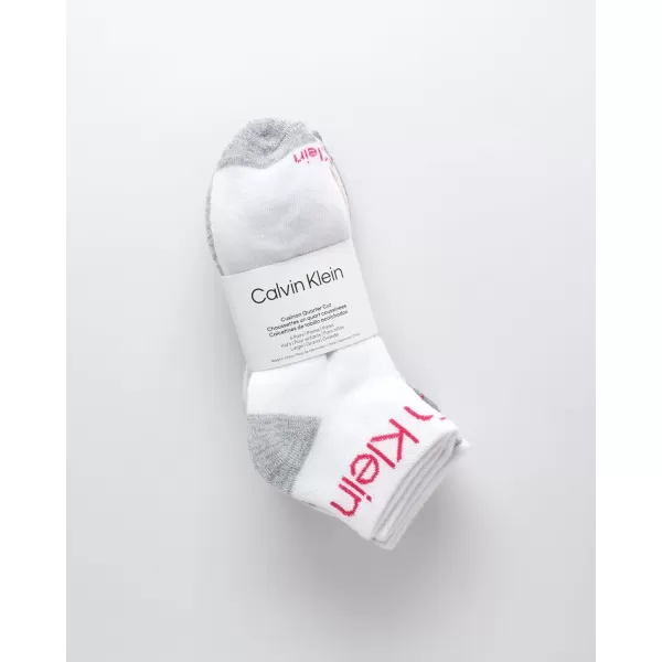 Calvin Klein Girls Socks  Cushion Quarter Cut Ankle Socks 6 PackWhite Multi