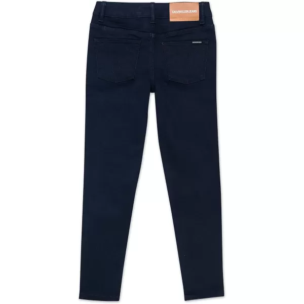 Calvin Klein Girls Stretch Denim Jeans amp Jeggings FullLength Skinny Fit Pants with PocketsAged Indigo