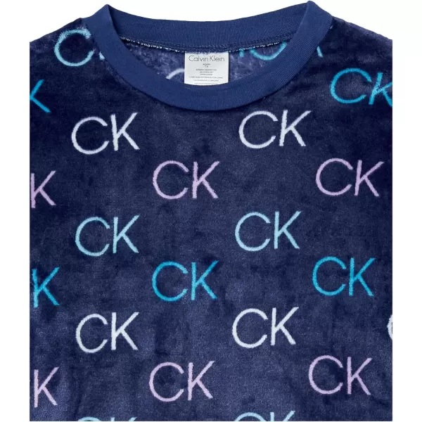 Calvin Klein Girls Super Soft Fleece Pajama Set 2 Piece PjCk Navy Logo