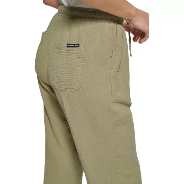 Calvin Klein Jeans Womens Crepe Gauze Straight Leg PantsIvy League