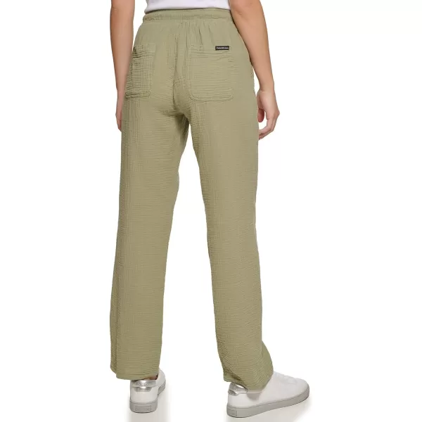 Calvin Klein Jeans Womens Crepe Gauze Straight Leg PantsIvy League