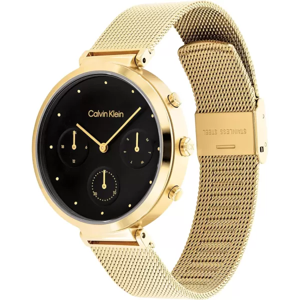 Calvin Klein Ladies Watch Selection Radiant MinimalismBlackGold Plated Multifunction