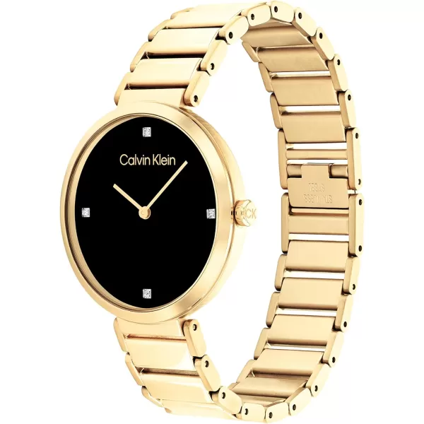 Calvin Klein Ladies Watch Selection Radiant MinimalismGold Plated TwoHand