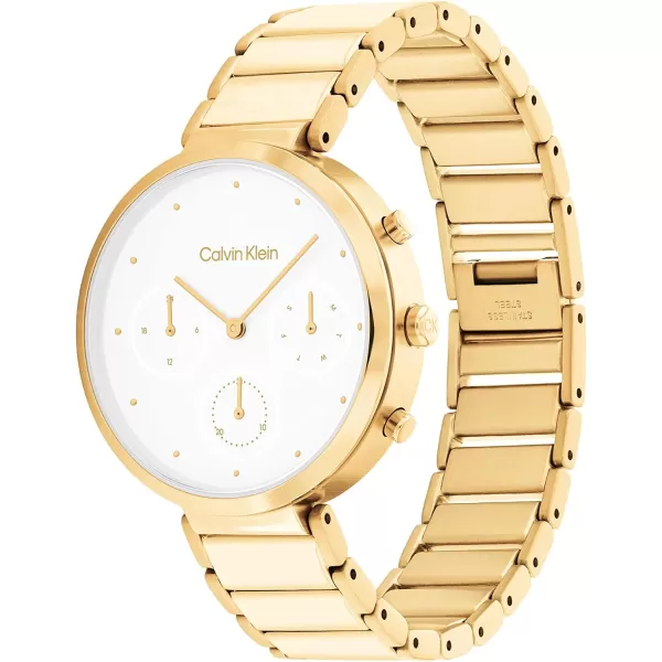 Calvin Klein Ladies Watch Selection Radiant MinimalismWhiteGold Plated Multifunction