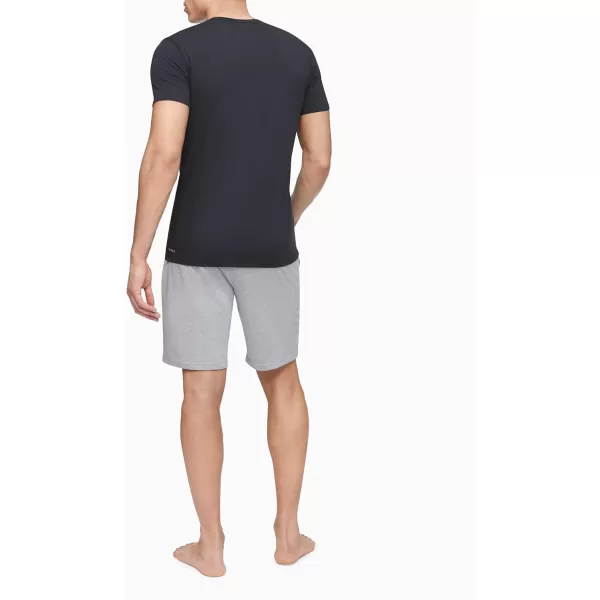 Calvin Klein Mens 100 Cotton TShirt Packs Short Sleeve Crew Neck3 Black  Vneck