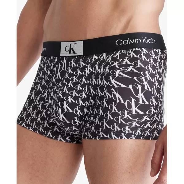 Calvin Klein Mens 1996 Micro Low Rise TrunkWarped Logo PrintBlack