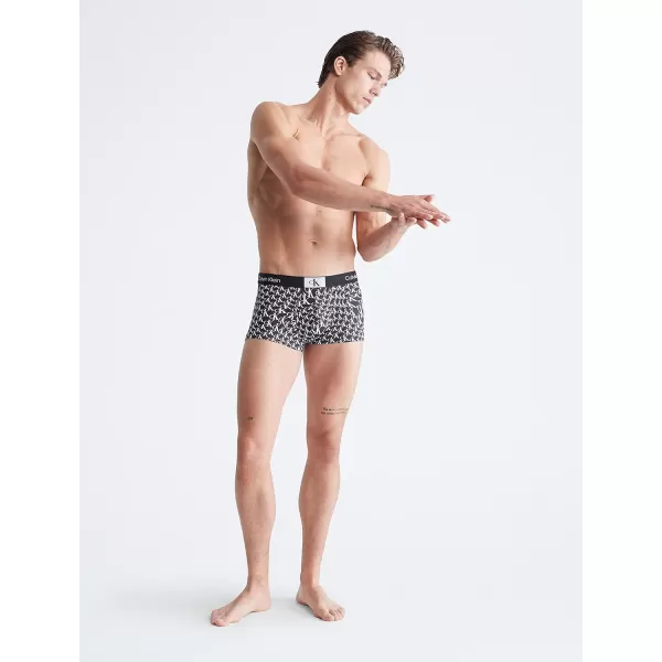 Calvin Klein Mens 1996 Micro Low Rise TrunkWarped Logo PrintBlack