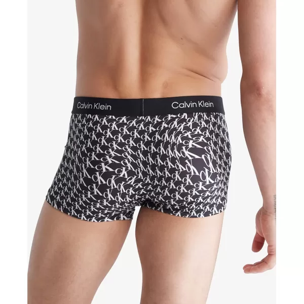 Calvin Klein Mens 1996 Micro Low Rise TrunkWarped Logo PrintBlack