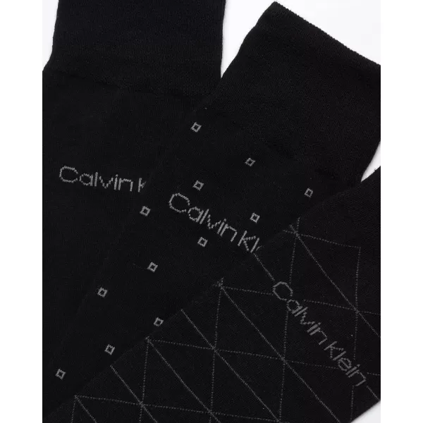 Calvin Klein Mens 6 Pack Mixed Pattern Dress SocksBlack Assorted