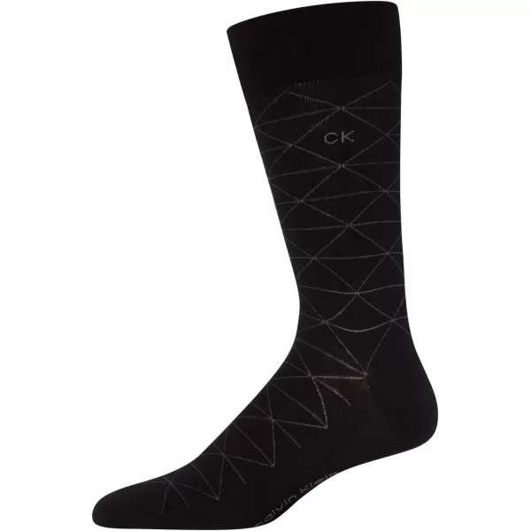 Calvin Klein Mens 6 Pack Mixed Pattern Dress SocksBlack Assorted