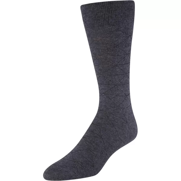 Calvin Klein Mens 6 Pack Mixed Pattern Dress SocksCharcoalGraphBlack