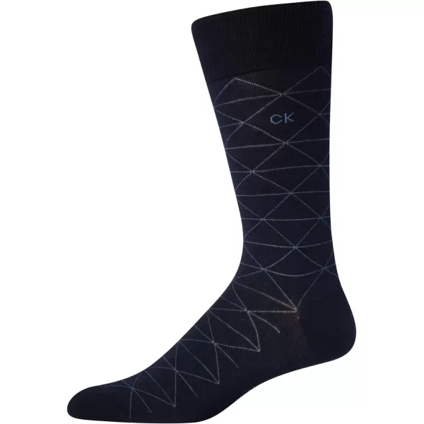 Calvin Klein Mens 6 Pack Mixed Pattern Dress SocksNavy Assorted