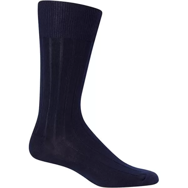 Calvin Klein Mens 6 Pack Mixed Pattern Dress SocksNavy Blue