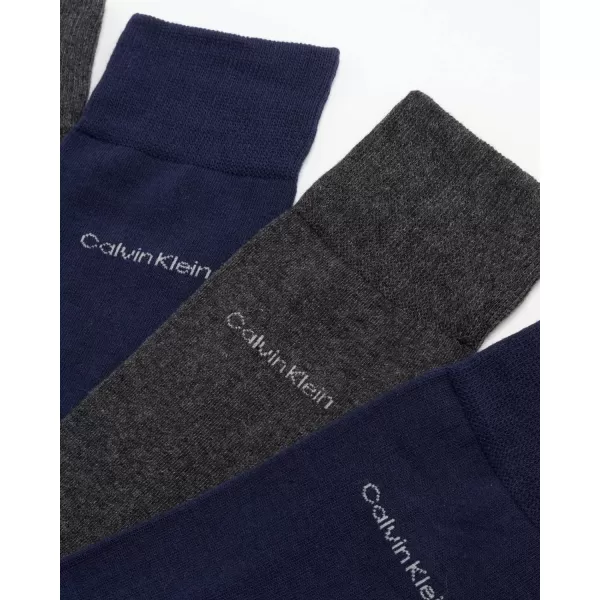 Calvin Klein Mens 6 Pack Mixed Pattern Dress SocksNavyGrey