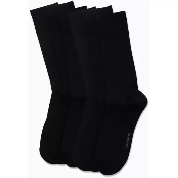 Calvin Klein Mens 6 Pack Mixed Pattern Dress SocksSolid Black