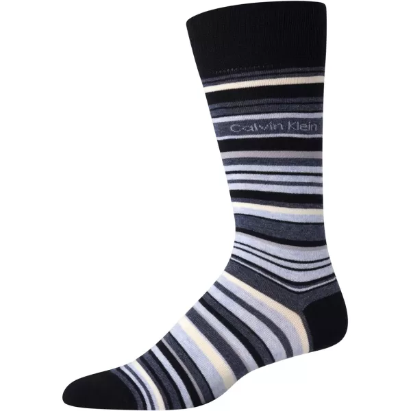 Calvin Klein Mens 6 Pack Mixed Pattern Dress SocksStripeBlackBlack