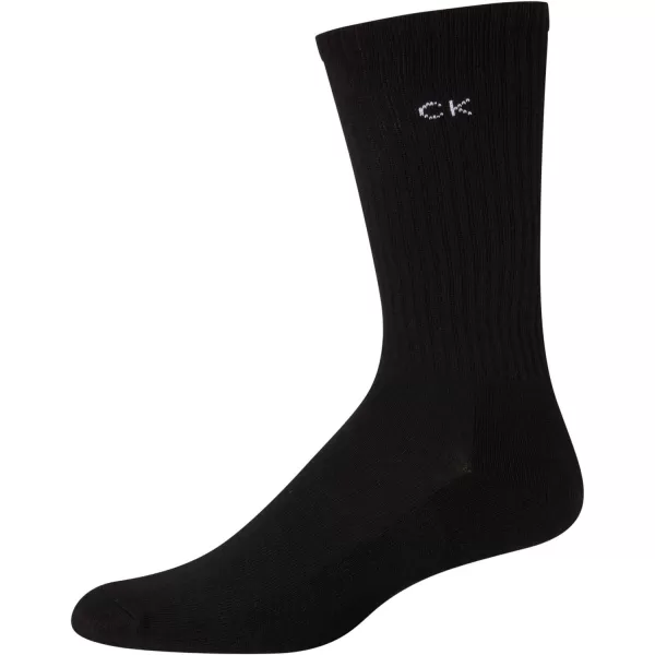 Calvin Klein Mens 6 Pair Athletic Crew SocksBlack