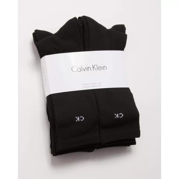 Calvin Klein Mens 6 Pair Athletic Crew SocksBlack