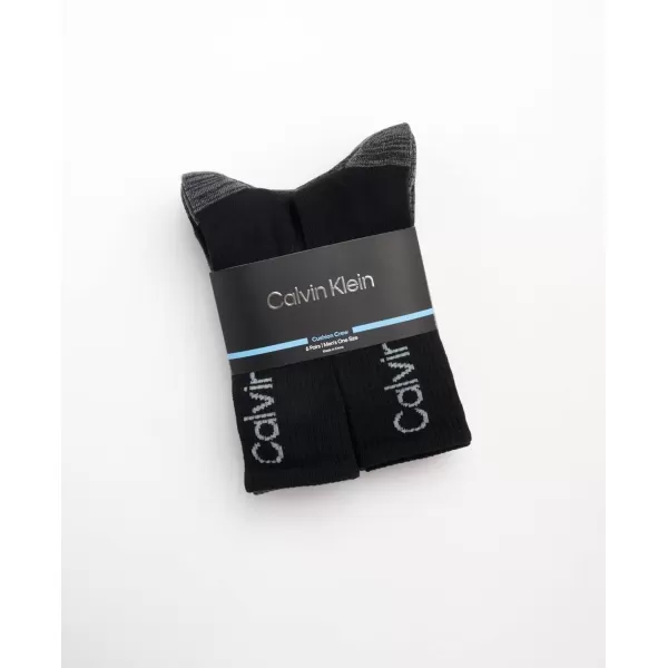 Calvin Klein Mens 6 Pair Athletic Crew SocksBlack Logo