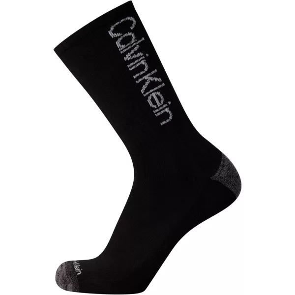 Calvin Klein Mens 6 Pair Athletic Crew SocksBlack Logo